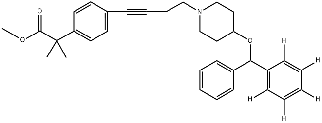 4-[4-[4-(Diphenylmethoxy-d5)-1-piperidinyl]-1-butyne]-α,α-dimethyl-benzeneacetic Acid Methyl Ester Structure