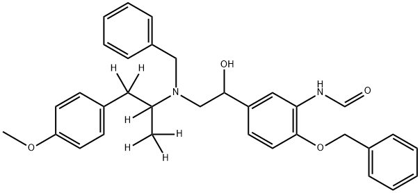 RAC-N-BENZYL-N-[2-HYDROXYL-2-(4-BENZYLOXY-3-FORMAMIDOPHENYL)-ETHYL]-3-(4-METHOXYPHENYL)-2-PROPYLAMINE-D6 结构式