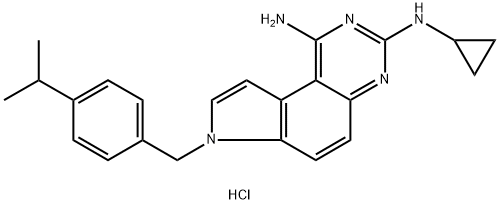 7H-Pyrrolo[3,2-f]quinazoline-1,3-diaMine, N3-cyclopropyl-7-[[4-(1-Methylethyl)phenyl]Methyl]-, (Hydrochloride) (1:2) Structure