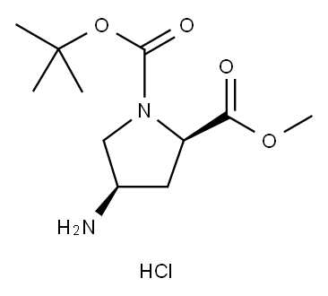 (2R,4R)-1-叔丁氧羰基-4-氨基吡咯烷2-甲酸甲酯盐酸盐, 1217474-04-8, 结构式