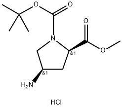 (2R,4R)-1-叔丁氧羰基-4-氨基吡咯烷2-甲酸甲酯盐酸盐, 1217474-04-8, 结构式