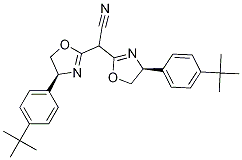 (4S)-(+)-4-[4-(叔丁基)苯基]-Α-[(4S)-4-[4-(叔丁基)苯基]-2-噁唑烷亚基]-2-噁唑啉乙腈, 1217481-09-8, 结构式