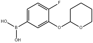 4-FLUORO-3-(TETRAHYDRO-2H-PYRAN-2-YLOXY)PHENYLBORONIC ACID, 1217501-17-1, 结构式