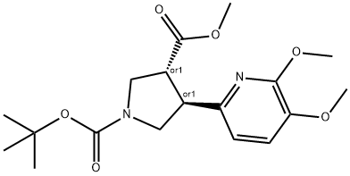 (Rac-trans)-1-tert-Butyl 3-methyl 4-(5,6-dimethoxypyridin-2-yl)pyrrolidine-1,3-dicarboxylate Struktur