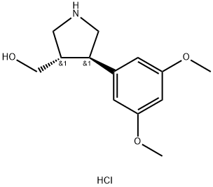 [(3S,4R)-4-(3,5-dimethoxyphenyl)pyrrolidin-3-yl]methanol hydrochloride Struktur