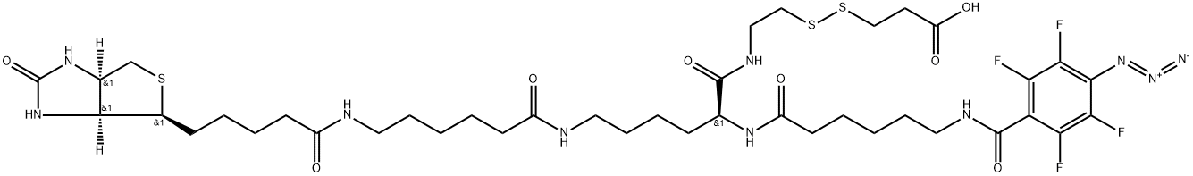2-{N2-[N6-(4-AZIDO-2,3,5,6-TETRAFLUOROBENZOYL)-6 -AMINOCAPROYL]-N6-(6-BIOTINAMIDOCAPROYL)-L -LYSINYLAMIDO}] ETHYL 2-CARBOXYETHYL DISULFIDE Struktur