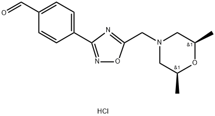 4-(5-{[(2R,6S)-2,6-ジメチルモルホリン-4-イル]メチル}-1,2,4-オキサジアゾール-3-イル)ベンズアルデヒド塩酸塩 化学構造式
