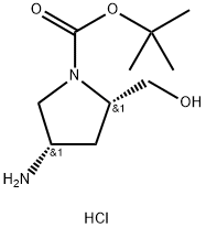 (2S,4S)-TERT-BUTYL 4-AMINO-2-(HYDROXYMETHYL)PYRROLIDINE-1-CARBOXYLATE HYDROCHLORIDE, 1217803-39-8, 结构式