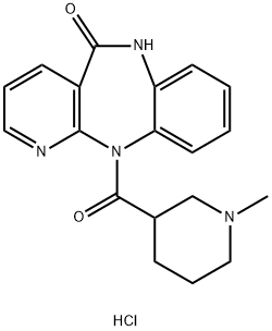 6,11-ジヒドロ-11-[(1-メチル-3-ピペリジニル)カルボニル]-5H-ピリド[2,3-b][1,5]ベンゾジアゼピン-5-オン·塩酸塩 化学構造式