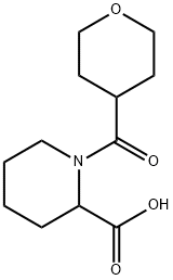 1-(テトラヒドロ-2H-ピラン-4-イルカルボニル)-2-ピペリジンカルボン酸 化学構造式