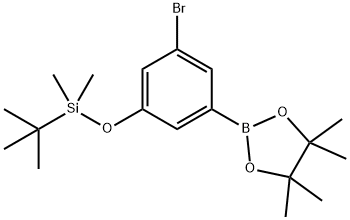 (3-Bromo-5-(4,4,5,5-tetramethyl-1,3,2-dioxaborolan-2-yl)phenoxy)(tert-butyl)dimethylsilane Struktur