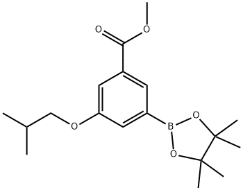 3-イソブトキシ-5-(4,4,5,5-テトラメチル-1,3,2-ジオキサボロラン-2-イル)安息香酸メチル 化学構造式
