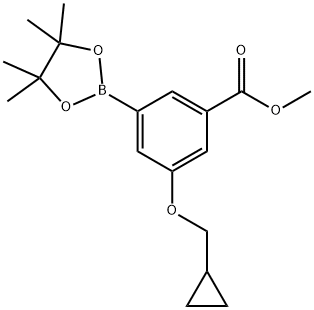 3-メトキシカルボニル-5-(シクロプロピルメトキシ)フェニルボロン酸ピナコールエステル 化学構造式