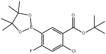 tert-Butyl 2-chloro-4-fluoro-5-(4,4,5,5-tetramethyl-1,3,2-dioxaborolan-2-yl)benzoate Struktur