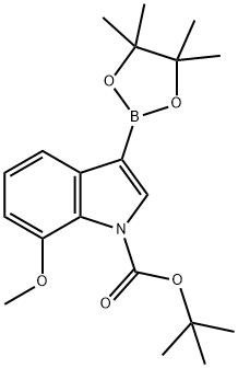 1-BOC-7-METHOXYINDOLE-3-BORONIC ACID, PINACOL ESTER, 1218790-26-1, 结构式