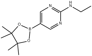 N-エチル-5-(4,4,5,5-テトラメチル-1,3,2-ジオキサボロラン-2-イル)ピリミジン-2-アミン 化学構造式