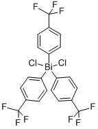 トリス(4-トリフルオロメチルフェニル)ビスマス ジクロリド 化学構造式