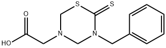 5-ベンジル-5,6-ジヒドロ-6-チオキソ-2H-1,3,5-チアジアジン-3(4H)-酢酸 化学構造式
