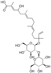 14-[(2-O-b-D-glucopyranosyl-b-D-glucopyranosyl)oxy]-4-hydroxy-2,6,10,14-tetramethyl-2,6,10,15-Hexadecatetraenoic acid Structure