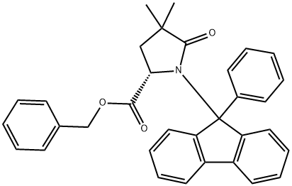 4,4-DiMethyl-5-oxo-1-(9-phenyl-9H-fluoren-9-yl)proline PhenylMethyl Ester Structure