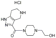 [4-(2-Hydroxyethyl)-1-piperazinyl](4,5,6,7-tetra-hydro-1H-pyrazolo[4,3-c]pyridin-3-yl)methanone HCl 化学構造式