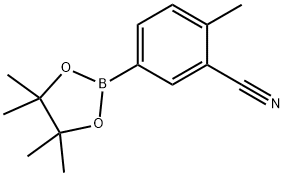 2-Methyl-5-(4,4,5,5-tetramethyl-1,3,2-dioxaborolan-2-yl)benzonitrile, 1220219-11-3, 结构式