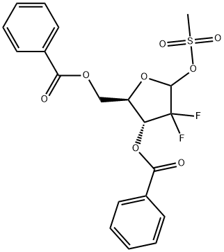 2-Deoxy-2,2-difluoro-D-erythro-pentofuranose-3,5-dibenzoate-1-methanesulfonate Struktur