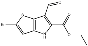 2-溴-6-甲酰基-4H-噻吩并[3,2-B]吡咯-5-羧酸乙酯, 1221186-54-4, 结构式