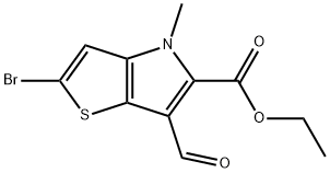 2-溴-6-甲酰基-4-甲基-4H-噻吩并[3,2-B]吡咯-5-羧酸乙酯, 1221186-55-5, 结构式
