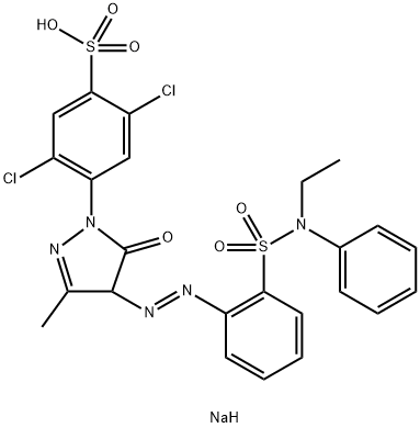 2,5-ジクロロ-4-[4-[[2-[(N-エチル-N-フェニルアミノ)スルホニル]フェニル]アゾ]-4,5-ジヒドロ-3-メチル-5-オキソ-1H-ピラゾール-1-イル]ベンゼンスルホン酸ナトリウム 化学構造式