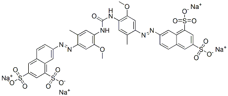7,7'-[カルボニルビス[イミノ(5-メトキシ-2-メチル-4,1-フェニレン)アゾ]]ビス(1,3-ナフタレンジスルホン酸)四ナトリウム 化学構造式