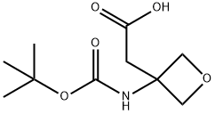 2-(3-((TERT-ブチルトキシカルボニル)アミノ)オキセタン-3-イル)酢酸 化学構造式