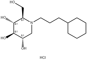 N-CYCLOHEXYLPROPYL DEOXYNOJIRIMYCIN, HYDROCHLORIDE Structure