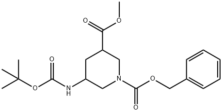 1-Benzyl 3-Methyl 5-(N-BOC-aMino)piperidin-1,3-dicarboxylate, 1221819-24-4, 结构式