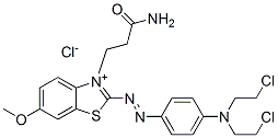 3-(3-アミノ-3-オキソプロピル)-2-[[4-[ビス(2-クロロエチル)アミノ]フェニル]アゾ]-6-メトキシベンゾチアゾール-3-イウム・クロリド 化学構造式