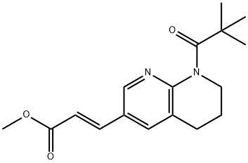 3-(8-ピバロイル-5,6,7,8-テトラヒドロ-1,8-ナフチリジン-3-イル)アクリル酸(E)-メチル 化学構造式