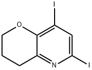 6,8-ジヨード-3,4-ジヒドロ-2H-ピラノ[3,2-B]ピリジン 化学構造式