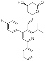 (4R,6S)-6β-[(E)-2-[4-(4-フルオロフェニル)-2-イソプロピル-6-フェニル-3-ピリジニル]エテニル]テトラヒドロ-4α-ヒドロキシ-2H-ピラン-2-オン 化学構造式
