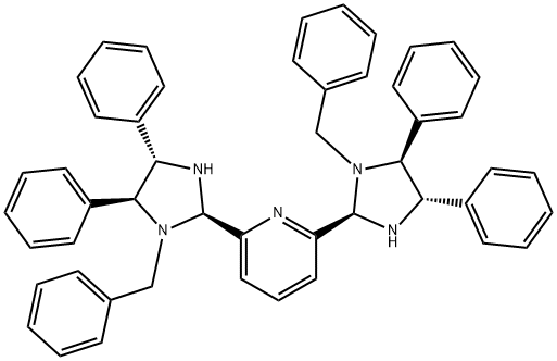 2,6-BIS[(2R,4S,5S)-1-BENZYL-4,5-DIPHENYLIMIDAZOLIDIN-2-YL]PYRIDINE, 1223020-29-8, 结构式