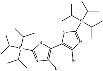 4,4'-ジブロモ-2,2'-ビス(トリイソプロピルシリル)-5,5'-ビチアゾール 化学構造式