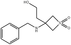 3-(Benzylamino)-3-(2-hydroxyethyl)thietane 1,1-dioxide Struktur
