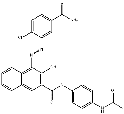 N-[4-(acetylamino)phenyl]-4-[[5-(aminocarbonyl)-2-chlorophenyl]azo]-3-hydroxynaphthalene-2-carboxamide Structure