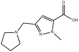 1-methyl-3-(pyrrolidin-1-ylmethyl)-1H-pyrazole-5-carboxylic acid Structure