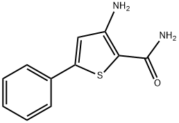 3-アミノ-5-フェニルチオフェン-2-カルボオキサミド 化学構造式