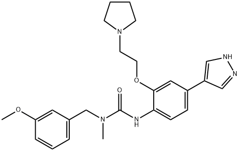 Urea, N-[(3-Methoxyphenyl)Methyl]-N-Methyl-N'-[4-(1H-pyrazol-4-yl)-2-[2-(1-pyrrolidinyl)ethoxy]phenyl]- 化学構造式