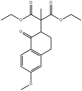 Diethyl 2-(6-methoxy-1-oxo-1,2,3,4-tetrahydro-naphthalen-2-yl)-2-methylmalonate 结构式