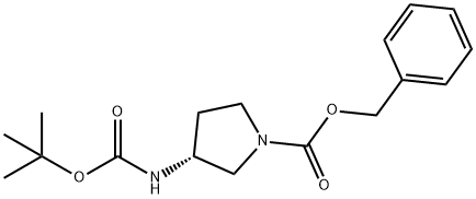 (R)-3-叔丁氧羰基氨基吡咯烷-1-甲酸苄酯, 122536-75-8, 结构式