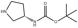 (3S)-(-)-3-(tert-ブトキシカルボニルアミノ)ピロリジン 化学構造式