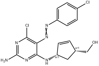 (1R,4S)-rel-4-[[2-AMino-6-chloro-5-[(4-chlorophenyl)azo]-4-pyriMidinyl]aMino]-2-cyclopentene-1-Methanol, 122624-75-3, 结构式