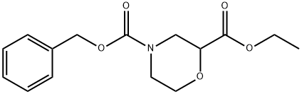 N-CBZ-モルホリン-2-カルボン酸エチル 化学構造式